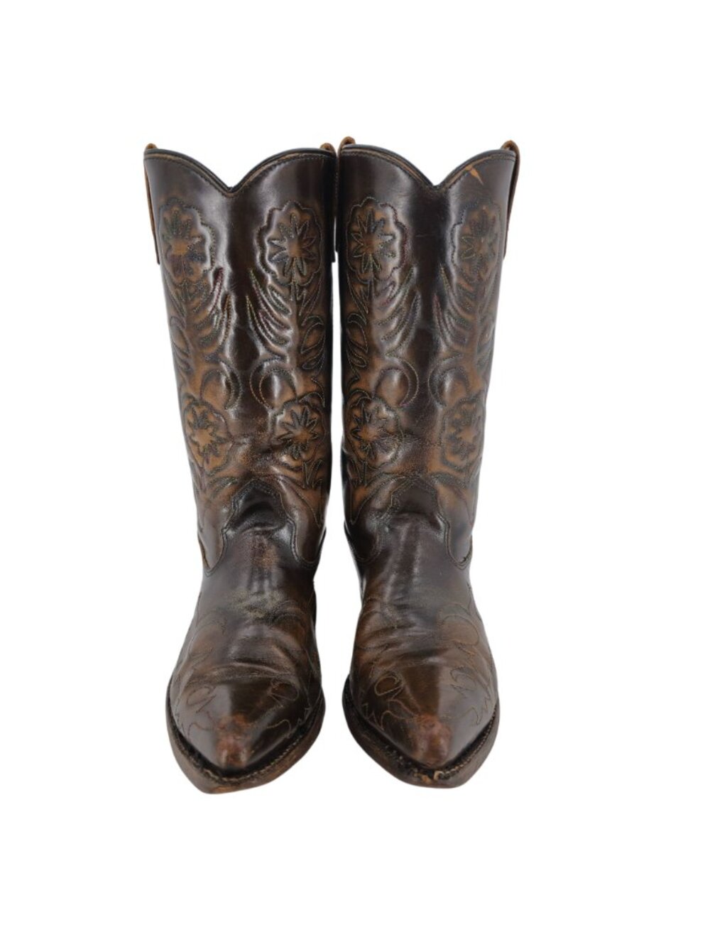 Vintage Unbranded Cowboy Western Boots Mens size 9D Brown Leather Distressed - Picture 2 of 13